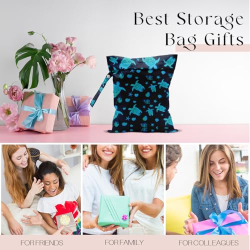 Waterproof Wet Bag for Swimsuit, Travel Beach Wet Dry Bag, Hidden Zipper Reusable Starfish Baby turtle Wet Bags, for Travel Beach Wet Swimsuits Toiletries Diapers Dirty Gym Clothes Laundry Bag - color: Turtle Starfish