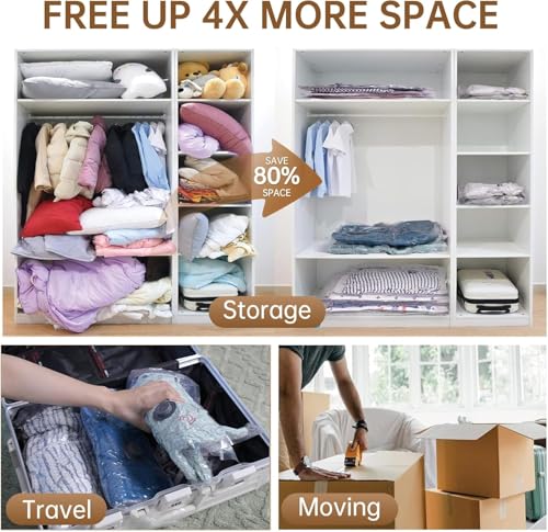 Travel Vacuum Bags for Clothing with Rechargeable Electric Pump - Portable Space Saver Bags for Travel & Home - Vacuum Compression Packing Seal for Clothes, Blankets, Seasonal Storage 12 Combo Set - size: 12 Combo Travel Bag + Pump
