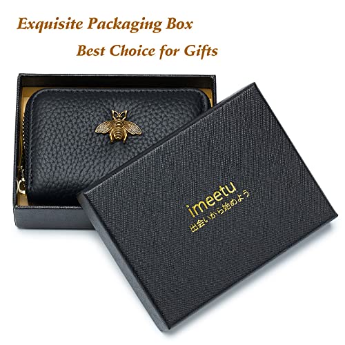 imeetu RFID Credit Card Holder, Small Leather Zipper Card Case Wallet for Women - color: Lite - Peacock Blue, size: Lite
