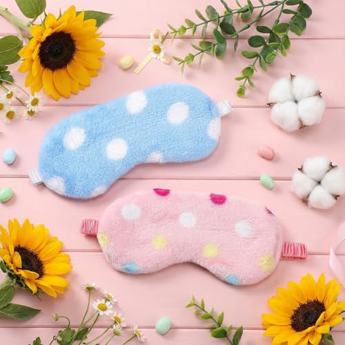 2PCS Plush Sleeping Eye Mask, Soft Plush Eye Mask, Fuffy Eye Cover Comfortable Sleep Mask Blindfold Rainbow Faux Fur Eye Shade for Women, Men and Kids Travel Nap Sleeping(Dot) - color: Dot