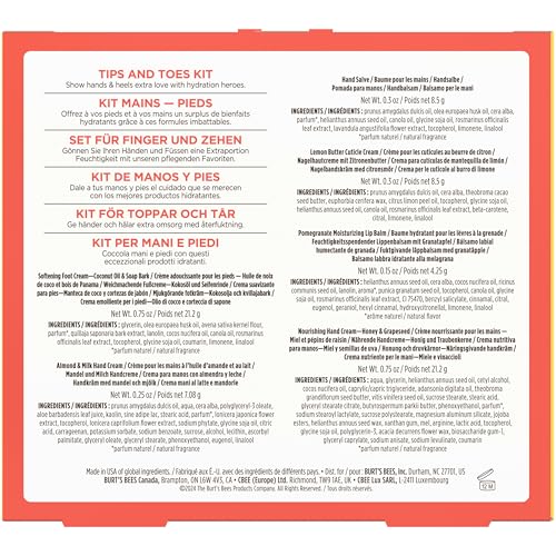 Burt's Bees Gifts Ideas, Tips and Toes Kit, 6 Travel Size Products - Pomegranate Moisturizing Lip Balm, 2 Hand Creams, Foot Cream, Cuticle Cream, and Hand Salve - size: 6 Count
