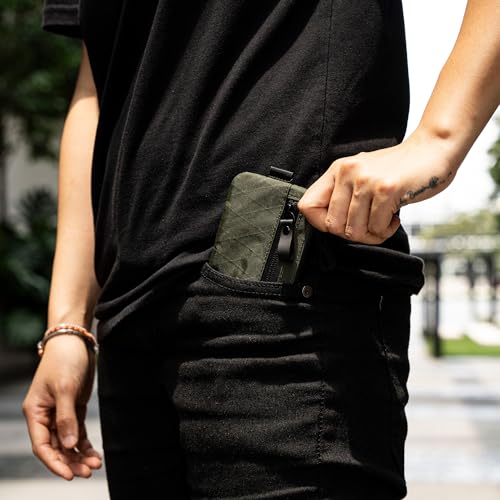 ALPAKA Zip Pouch Dark Green X-Pac- RFID-Blocking Small Cash and Card Zip Wallet with Carbon Neutral, Weatherproof Fabrics, YKK Zipper, EDC Pouch for Men Travel - color: Dark Green