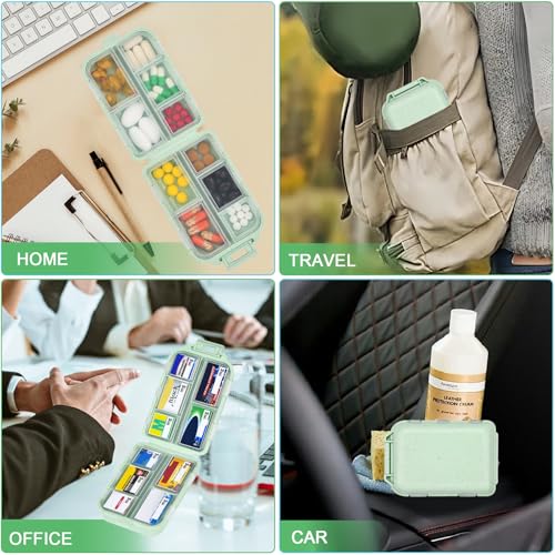 Green Foldable Pill Organizer with 189 Labels - Travel Medicine Kit (1 Pack) - color: Straw Green, size: Large