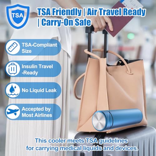 Insulin Cooler Travel Case TSA Approved – 60H Insulin Pen Cooler for 2-3 Pens – Medication Travel Case with Cold Gel Bottle, Ideal for Diabetes Care & Injection Storage (Blue) - color: Blue