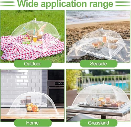 4 Pack Mesh Food Covers 14 inch, Large and Tall Food Covers, Pop-Up Mesh Food Covers Tent Umbrella for BBQs, Outdoors, Screen Tents, Parties Picnics - size: 4 Pack, 14 Inch