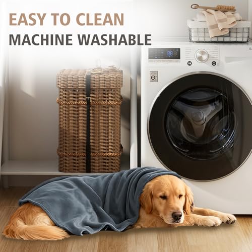 Ameritex Pet Bed Blanket Reversible 100% Waterproof Velvet Super Soft for Sofa and Bed - color: Blue+navyblue, size: 52x82 Inches