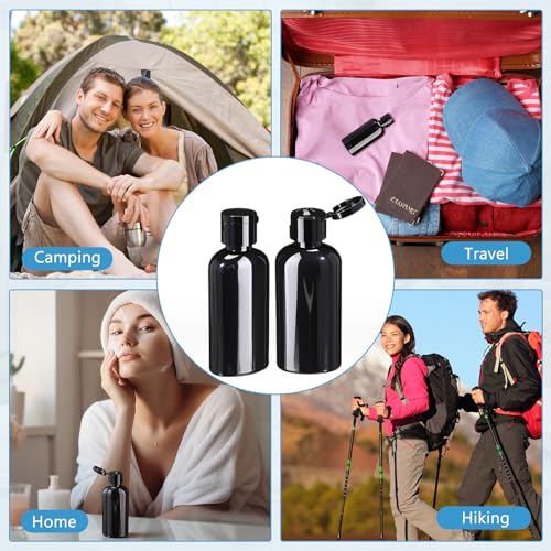 Domensi 36 Pcs Black Travel Bottles with Flip Cap Plastic Travel Toiletries Bottles Portable Leak Proof Squeeze Container Refillable Empty Cosmetic Container for Liquid Shampoo Lotions (2 oz,Black) - size: 2 oz