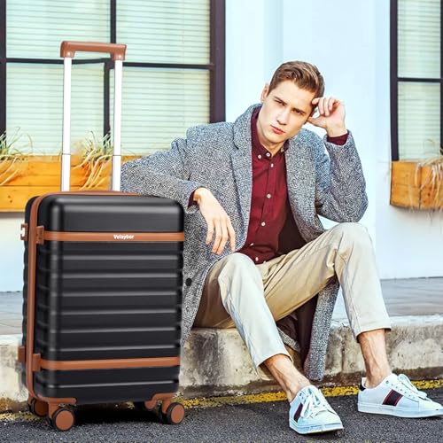 Luggage Sets 3 Piece with Spinner Wheels, Lightweight PC Hardside Suitcase with TSA Lock & YKK Zippers, 20 Inch Carry On Luggage with Travel Bag for Men and Women, Black - color: Black, size: 3 Piece Set (20inch)