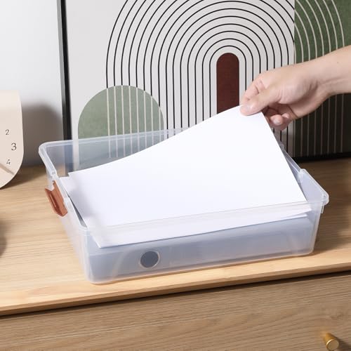 Clear Plastic Storage Bins with Lids Stackable Storage Box for Crafts, Supplies (Large 4Pack Brown) - size: Large 4Pack Brown