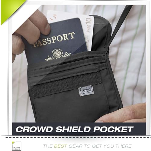 Lewis N. Clark RFID Blocking Stash Neck Wallet, Travel Pouch + Passport Holder for Women & Men, Black - color: Black