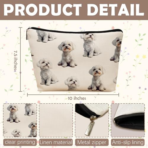 Maltese Dog Makeup Bag, Maltese Lovers Gifts Cosmetic Bag for Women, Dog Mom Lovers Owner Gifts for Women Christmas, Pet Lover Gift Zipper Travel Makeup Pouch for Purse - color: maltese