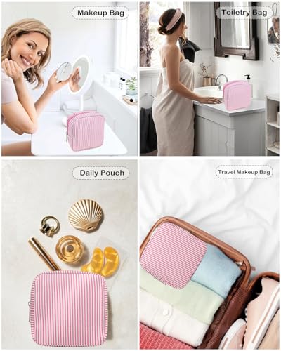 Small Makeup Bag, Mini Makeup Pouches for Purse Cute Cosmetics Bag Pouch with Slip-in Pockets Small Travel Toiletry Bag Makeup Storage Bag Lipstick Organizer Purse Essentials - color: 0-Mini Pink