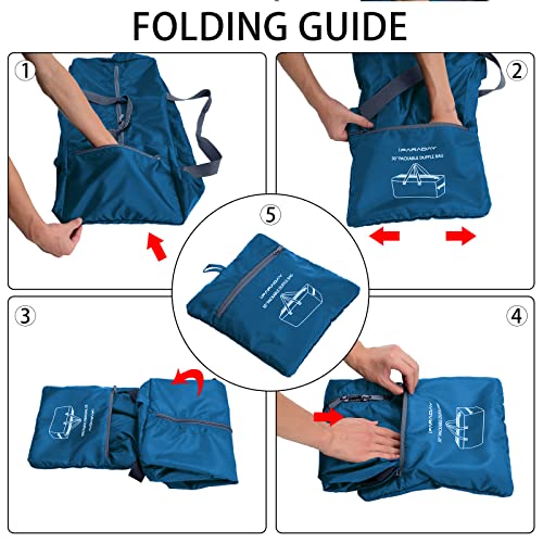 iFARADAY Foldable Duffle Bag 30 inch 75L Large Lightweight Luggage Bag for Travel Camping Storage-Blue - color: Blue-75L(with shoulder strap)