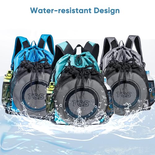 Large Beach Backpack Waterproof Sandproof - Customized Oversized Drawstring Pool Bag with Shoe Compartment for Toiletries, Towels, Gym, Travel - color: Teal