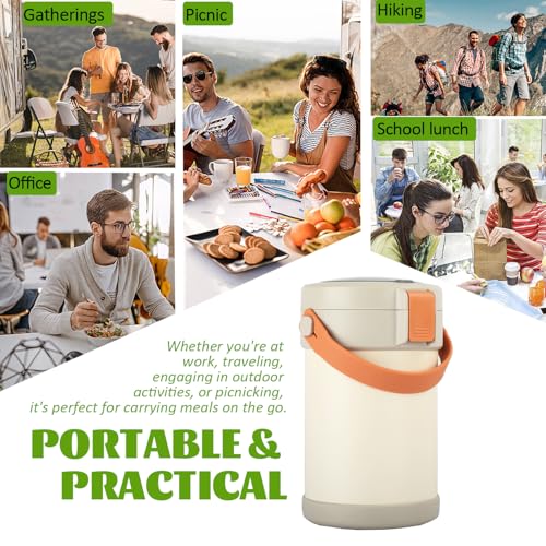 67 oz Adults Thermo for Hot Food 2L 9.06 in 3 Layer Stainless Steel Vacuum Soup Food Thermo Hot Food Jar Bento Box for Men, Women, Suitable insulated Lunch Box for 12+ Camping, Office & Travel Use - color: opaline