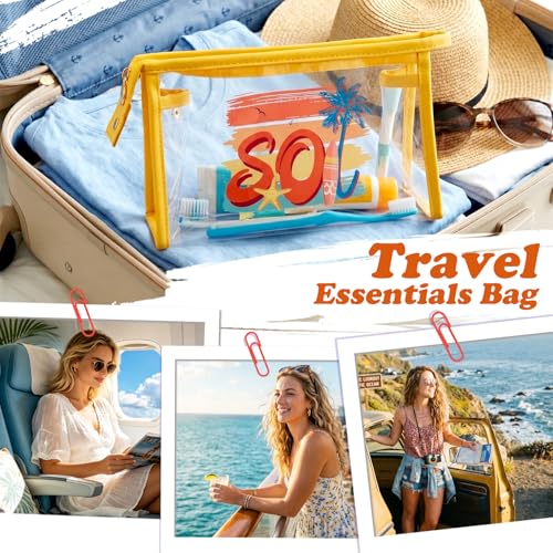 COSHAYSOO Sunscreen Bag Clear Makeup Toiletry Pouch Beach Vacation Essentials for Women Teen Girls Trip Gifts Summer Pool Travel Must Have Accessories Waterproof Stuff - color: Multi-SOL