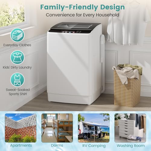 Auertech 35 lbs Washing Machine, Fully Automatic Portable Washer with LED Display, 12 Wash Cycles, 8 Water Levels, Large Capacity Washer and Spin Dryer Combo with Drain Pump for Apartment, Home - size: 35 lbs