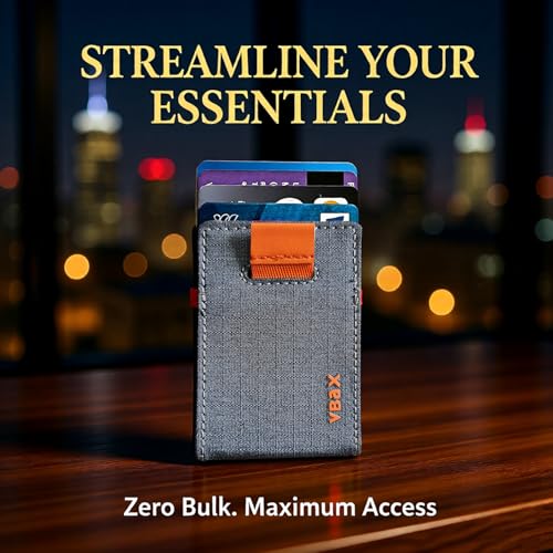 RFID Minimalist Slim Wallet for Men and Women, Holds Up to 12 Cards, Cash, Key Thin and Lightweight Credit Card Holder (Grey Microfiber – Ember Edition) - color: Grey Microfiber – Ember Edition