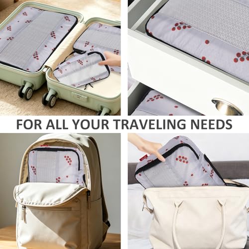 U+U 5 Set Packing Cubes for Travel Essentials Ultralight Luggage Packing Organizers with Laundry Bag and Shoe Bag for Vacation, Business Trip and Camping (Cherry Tomato) - color: Cherry Tomato