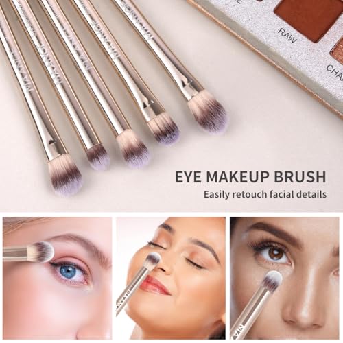 MAANGE Makeup Brush Set 19 PCS Travel Makeup Brushes Eyeshaowder Powder Concealers Foundation Professional Make Up Brush Set with Case (Gold) - color: Gold