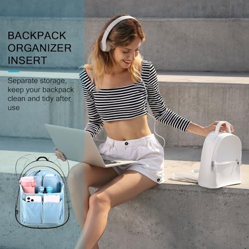 Sweetude 2 Pcs 7.9 x 4.8 x 11 Inch Mini Backpack Organizer Insert Small Shoulder Bag Divider for Rucksack Handbag Shoulder Bag Purse(Light Blue) - color: Light Blue
