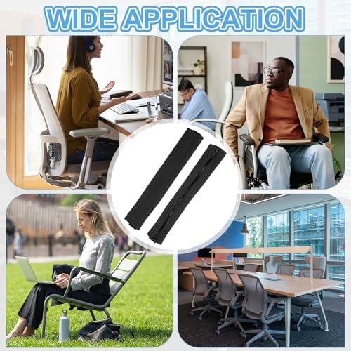 PATIKIL 18x4.3 in Office Chair Armrest Covers, 1 Pair Office Chair Arm Covers Long Computer Chairs Arm Rest Cover with Zipper Removable Rest Slipcover Hand Rest Protector, Black - color: Black, size: 18"