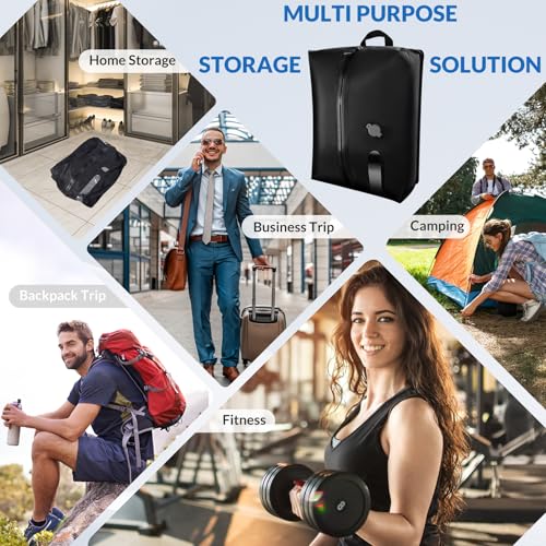 Reusable TPU Travel Vacuum Compression Bags - Waterproof Space Saver Bags for Luggage, Suitcase, Backpack, Storage Organizer (No Pump Required, 2 Pack, Black) - color: Black