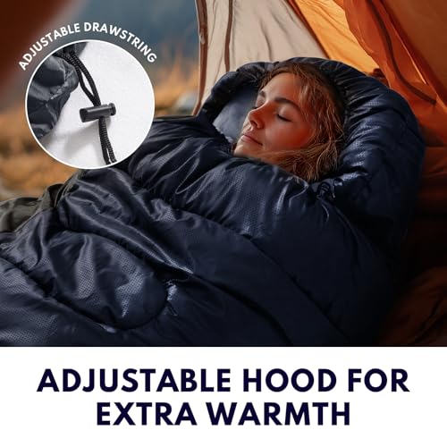 XXL Winter Sleeping Bags for Adults Cold Weather,Camping Sleeping Bag for Kids with Compression Sack,4 Season Camping Essentials Gear for Hiking,Traveling,Outdoor,Backpacking,Climbing