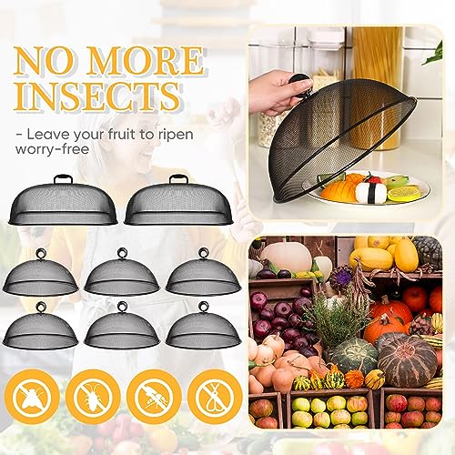 Hicarer 8 Pcs Metal Mesh Screen Food Cover for Outdoors Set Including Extra Large 18.5 in Mesh Food Tents and 11 in Large Dome Picnic Covers to Keep Bugs Away (Black) - color: Black