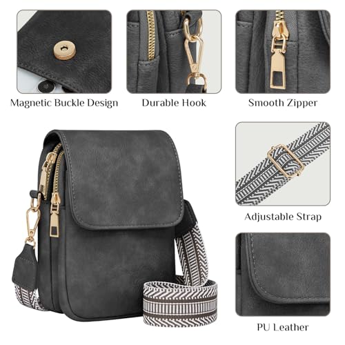 Fashion Small Crossbody Bags for Women Trendy Designer Cell Phone Purses Wallets with Card Holder Anti Theft Travel - color: Darkgrey