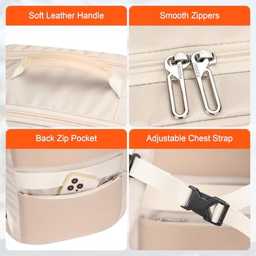 PIJUSHI Travel Backpack for Women Carry on Suitcase Backpack Flight Approved Personal Item Bag Fits 16 Inch Laptop(PE035 Beige) - color: Beige