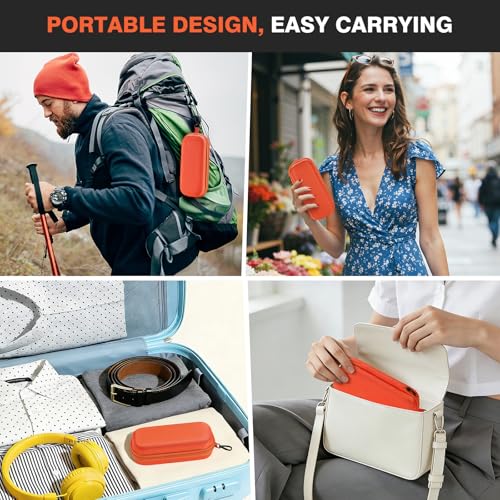 MoKo Double Eyeglass Case, Hard Shell Dual Glasses Case, Travel Sunglass Organizer with Zipper, Eyeglasses Storage Box - color: Orange-rectangular