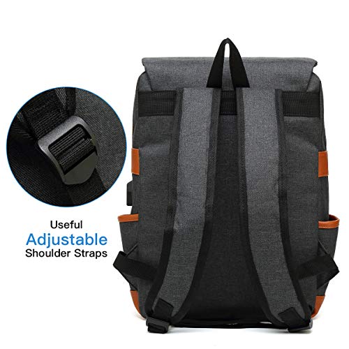 Mancio with USB Charging Port, Elegant Water Resistant Travelling Backpack Casual Daypacks College Shoulder Bag for Men Women, Fits up to 15.6Inch Laptop,Purple - color: Purple
