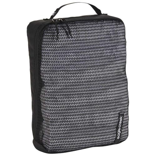 Eagle Creek Pack-It Reveal Medium Packing Cubes for Travel - Durable, Water-Resistant Fabric with Angled Zipper Design and Full Front-Panel Mesh Window, Black