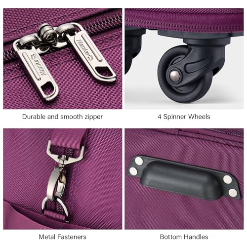 Hanke Suitcases with Wheels Expandable Foldable Luggage Bag Suitcase Collapsible Rolling Travel Bag Duffel Bag for Men Women Lightweight Suitcases without Telescoping Handle, Purple - color: Purple Upgrade Version