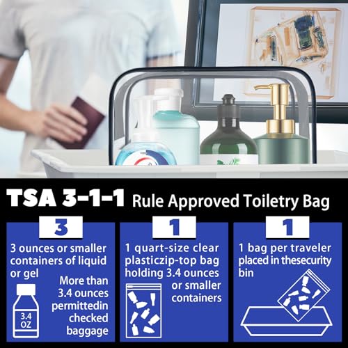 6 Pieces Clear Cosmetics Bag Bulk, TSA Approved Toiletry Bag for Travel, PVC Zippered Clear Pouch Cosmetic Makeup Bag Waterproof Vinyl Plastic Organizer Case for Vacation Bathroom (Large) - color: 6 Large Black