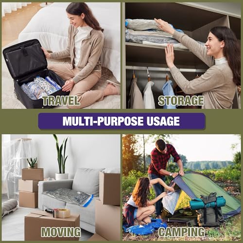 Travel Vacuum Bags with Electric Pump, Vacuum Travel Bags for Luggage and Suitcase, Clothes Clothing (6S 6XS) - size: 6S+6XS