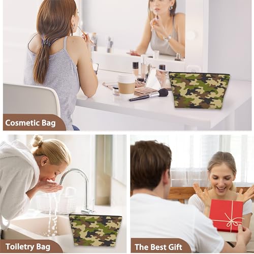 Patriotic Camouflage Print Travel Makeup Bag,Abstract Modern Cosmetic Bags Small Waterproof Zipper Women Purse Mini Portable Traveling Organizer Pouch for Ladies Thanksgiving Gifts - color: Camouflage Print