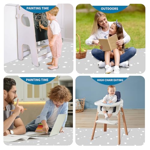 High Chair Splash pad, 51" 51 Non-Slip Waterproof Multi-Purpose Splash pad, Washable Splash pad for high Chair Floor Protection Table Cloth Portable Early Education Picnic Play mat (Star) - color: Five-pointed Star