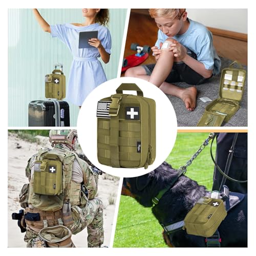 Medical Molle Pouch Tactical - 1000D Nylon First Aid Pouch, Big Capacity EMT Pouch Utility, Heavy Duty Military Grade Rip-Away Ifak Pouch for Home and Outdoor Activities(Bag Only - color: Coyote