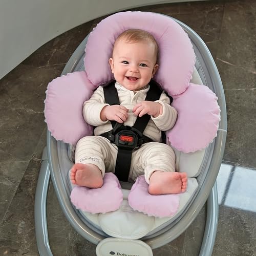Pro Goleem Infant Car Seat Head Neck Body Support, Ultra-Soft Minky and Microfiber Newborn Car Seat Insert, Perfect for Car Seat, Stroller, 2-in-1 Reversible, Girls, Pink - color: Pink