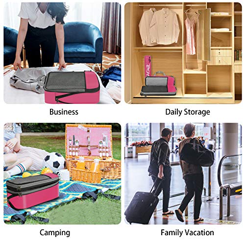 BAGAIL 4 Set/6 Set/8 Set Compression Packing Cubes Travel Accessories Expandable Packing Organizers (Half Mesh, 6-Fuchsia) - color: 6-Fuchsia, style: Half Mesh