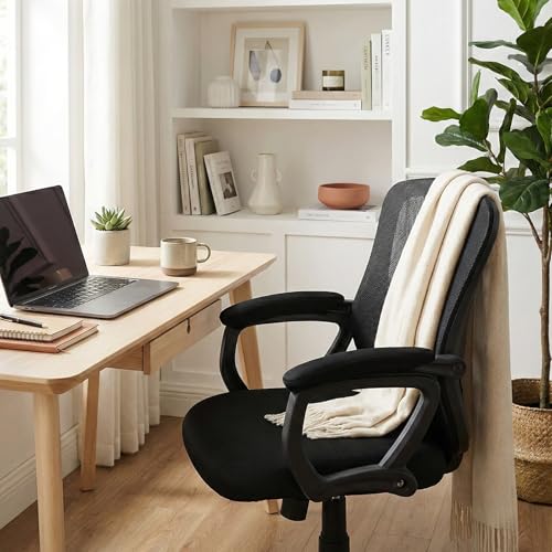 2 Pcs Office Chair Armrest Covers, Stretchable Armrest Protectors, Removable Arm Rest Covering, Washable Office Seat Hand Rest Protector for Computer Chair, Black