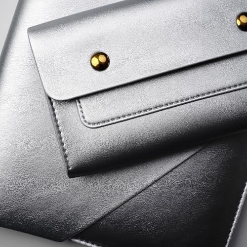 PU Leather Laptop Sleeve Compatible with New 14 inch MacBook Pro A2992 A2918,Old MacBook Pro Air 13, Surface Laptop 7th Gen 13.5, Thinkpad X1 Carbon 14 Set of 4PCS Color Silver - color: Silver, size: 14Inch Laptop