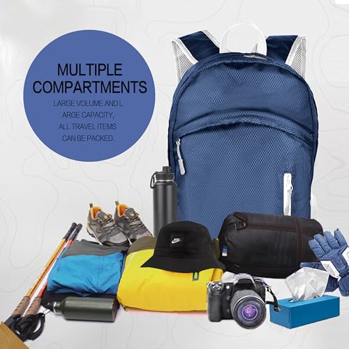 Waterproof Foldable Backpack Dry Storage Lightweight Daypack 35L Outdoor Backpack for Beach Men Women Dark Blue - color: Blue