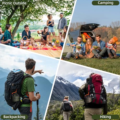 aiGear 3pcs Camping Cooking Set for 1-2 People, Lightweight Foldable Pot Pan Kettle with Storage Bag, Backpacking Cooking Set for Hiking Picnic Camping - color: Green