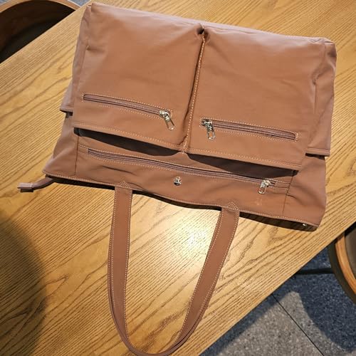 Weekender Bag Carry On Bag Overnight Tote Travel Duffle with 13 Pockets for Travel,Work,Gym,Beach,Teacher,Nurse - color: Pinklish Brown
