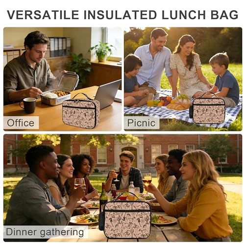 Western Cactus Lunch Bag Insulated Reusable Lunch Box Cooler Thermal Tote Bag For Teenage Boys Girls School Beach - color: Western Cactus