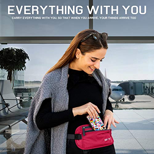 Money Belt For Travel Wallet Belt Passport Holder Travel Pouch to Protect You With RFID Transmissions –Secure, Hidden - color: pink