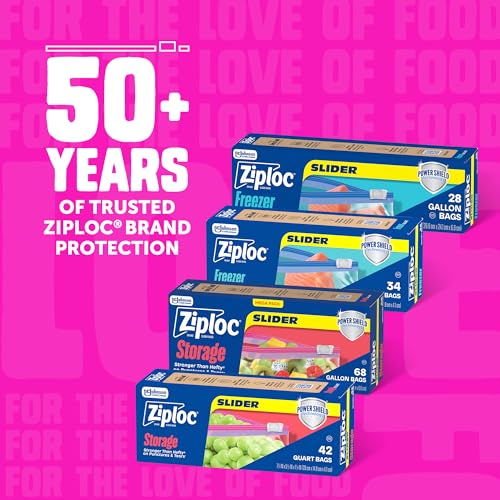 Ziploc Gallon Food Storage Slider Bags, Power Shield Technology for More Durability, 68 Count - size: 68 Count